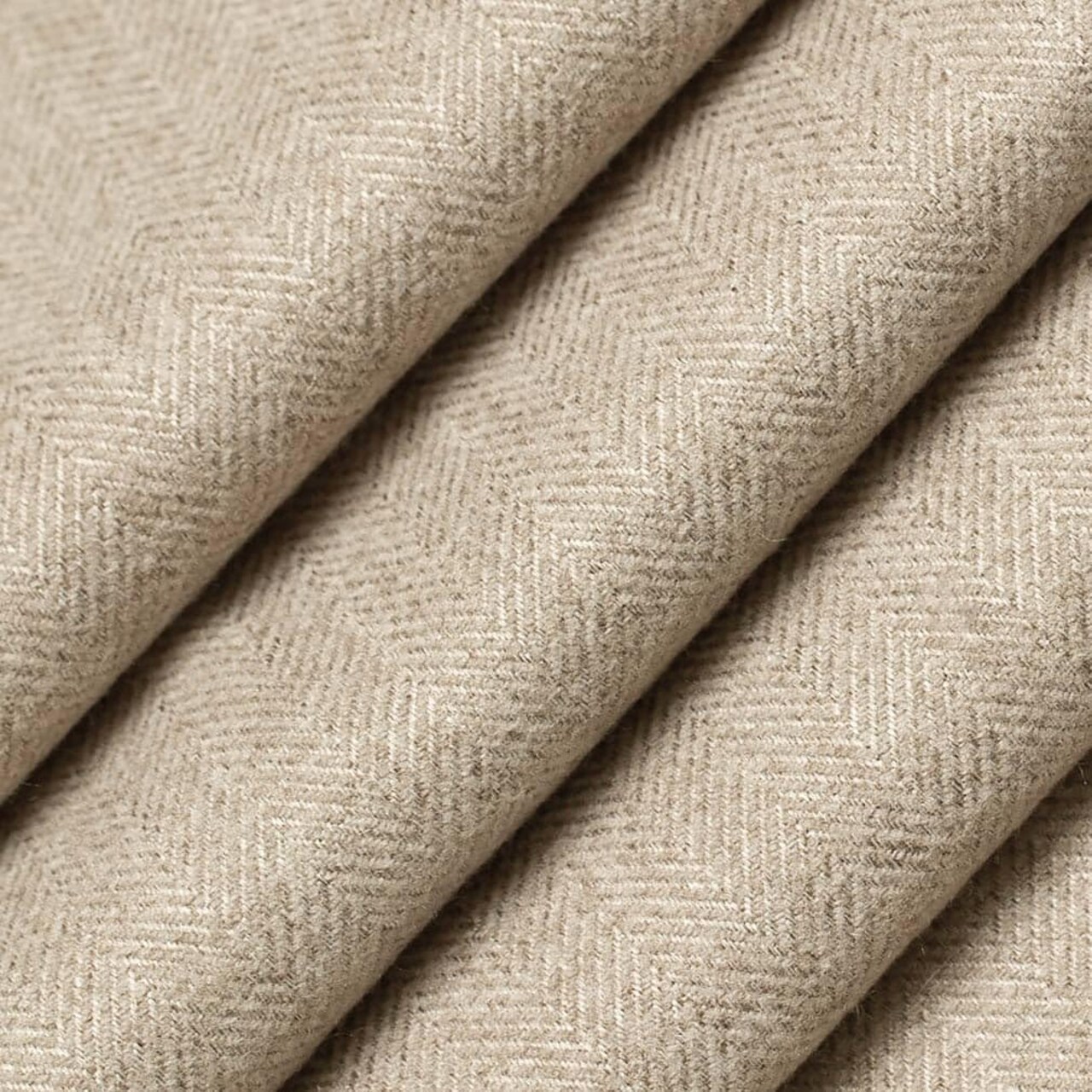 Natural Herringbone Small Scale Woven Pattern Upholstery Fabric by The Yard - SKU: Atrium Burlap